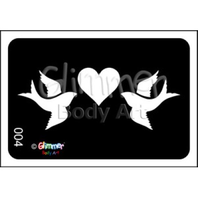 Glitter tattoo 004 Heart Doves Pack Of 5  Glitter tattoo 004 Heart Doves Pack Of 5
